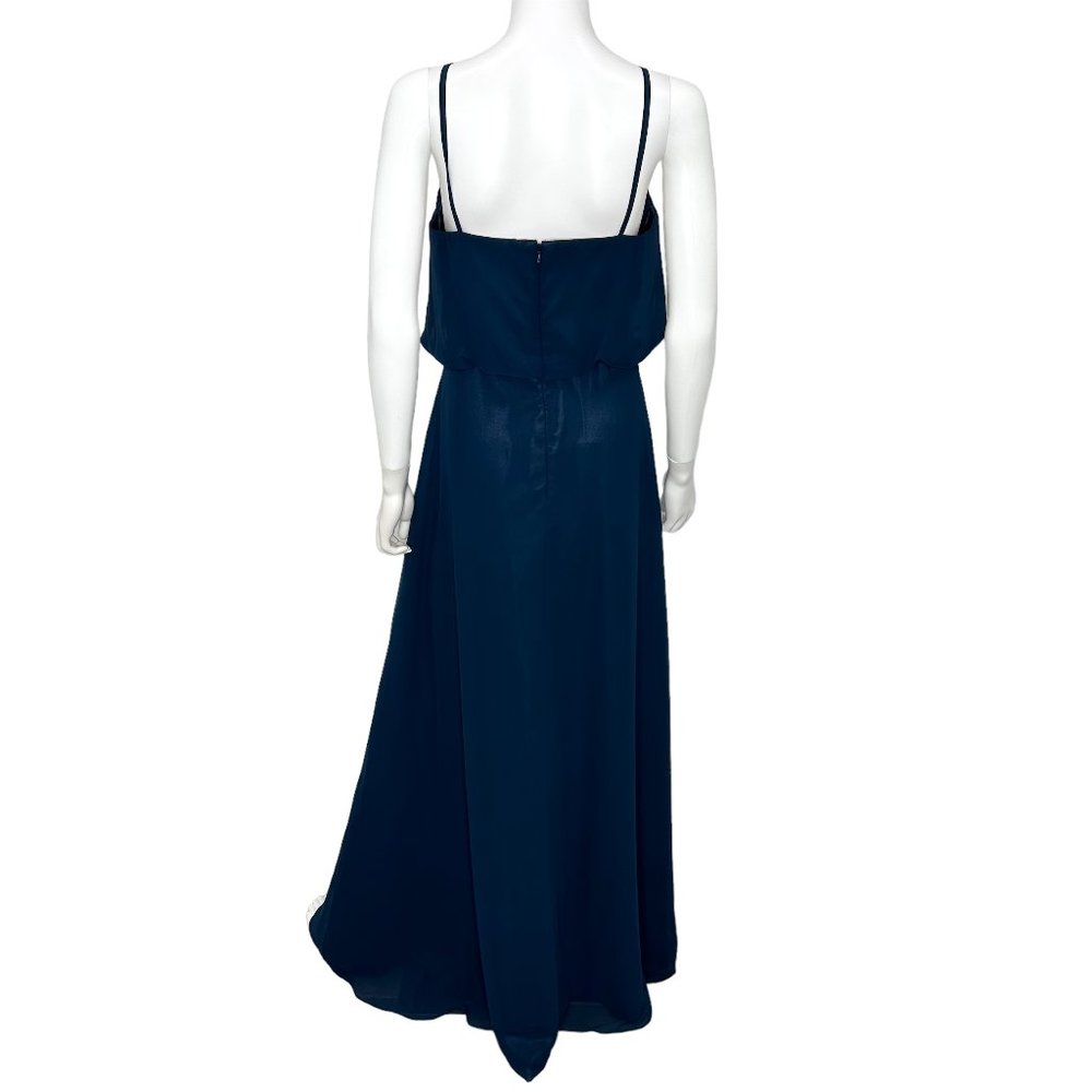 Abby Paris by Lucci Lu Blouson Chiffon Maxi Gown Bridesmaid Dress 93062 in Navy - Picture 4 of 17